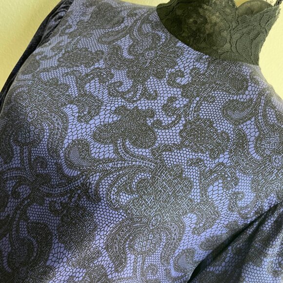 HANAE MORI DRESS SILK VTG 80’s Sz 6 PURPLE BLACK WHIMSIGOTH SOPHISTICATED - Picture 6 of 16